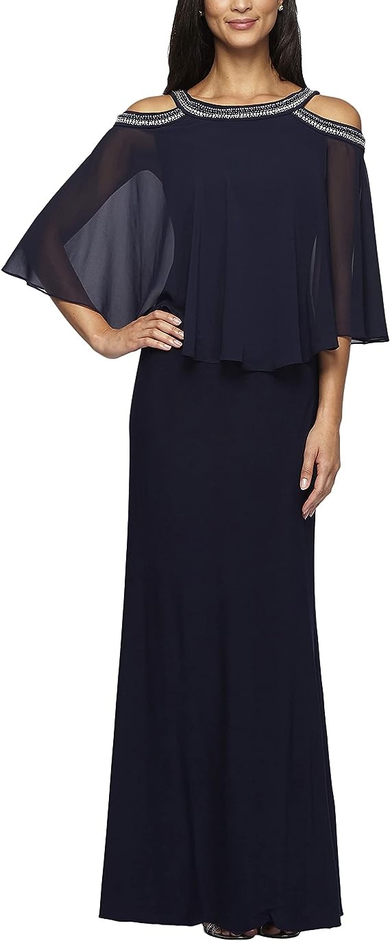 Alex Evenings Women's Cold Shoulder Popover Dress