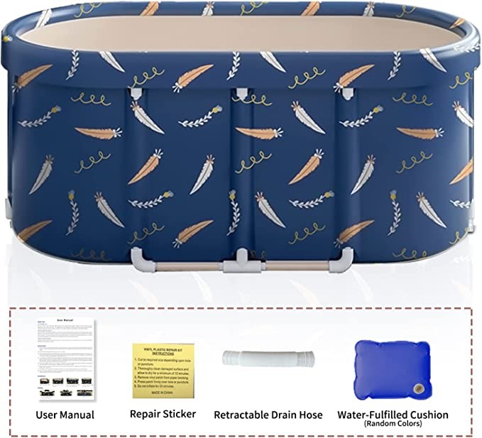 LERGNA Portable Bathtub, Foldable Freestanding Bathtub, Japanese Style Soaking Bathtub, Shower Bathtub, Bathroom Folding Spa Bathtub, Suitable for Adults, Boys and Girls, Outdoor/Indoor Hot Ice Bath, 