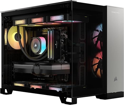 Corsair Vengeance i5200 Gaming PC – Liquid-cooled Intel® Core™ Ultra 9 285K processor, NVIDIA® GeForce RTX™ 5090 graphics card, 64GB Dominator Titanium RGB DDR5 memory, 2+2TB M.2 SSDs – Black/Silver